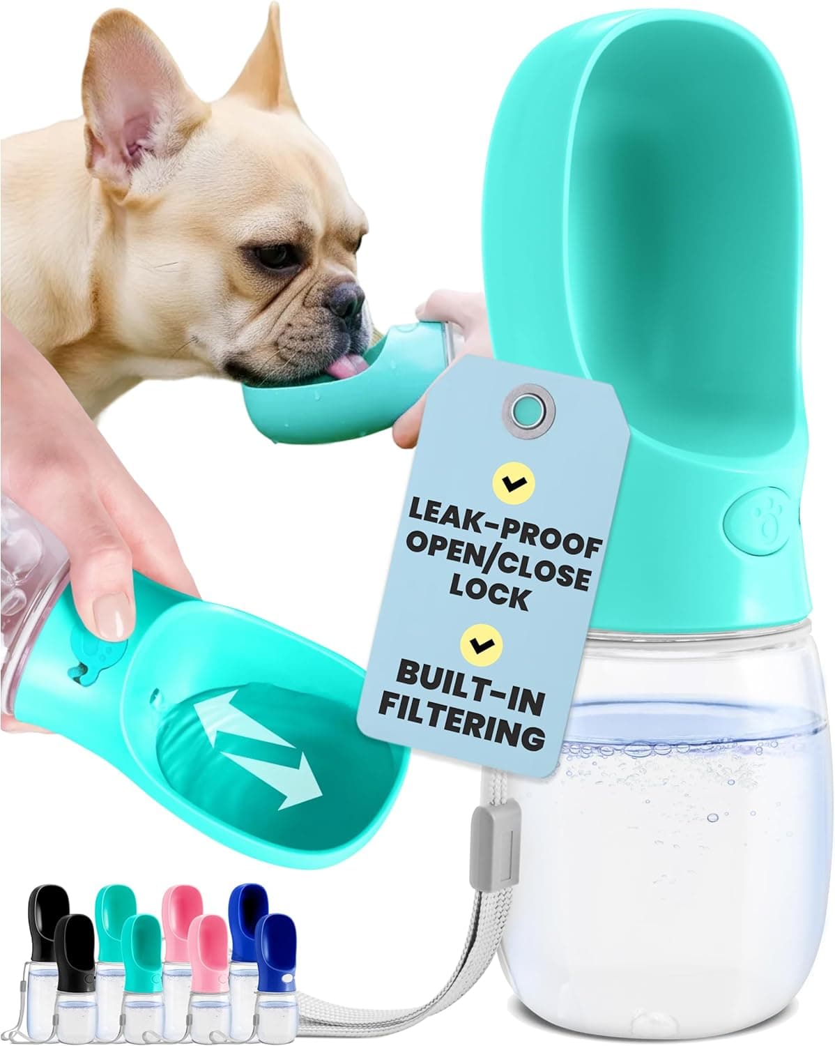 MalsiPree Portable Dog Water Bottle with Bowl (12 oz)