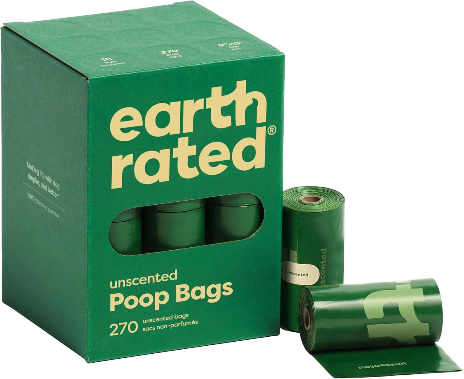 Earth Rated Dog Poop Bags, Extra Thick Refill Rolls (270 ct)