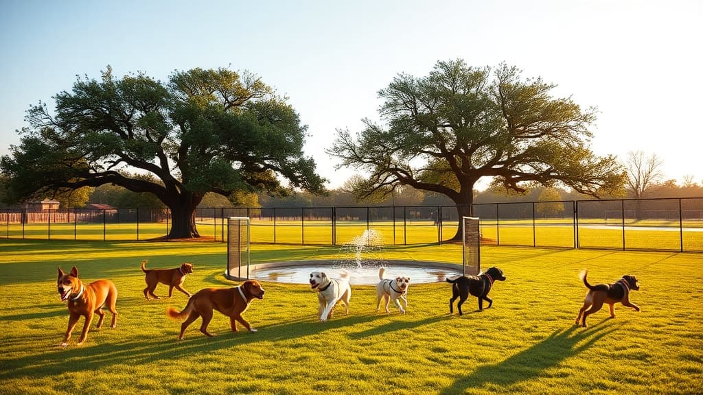 Barney Wood Bark Park dog park in Farmers Branch, TX
