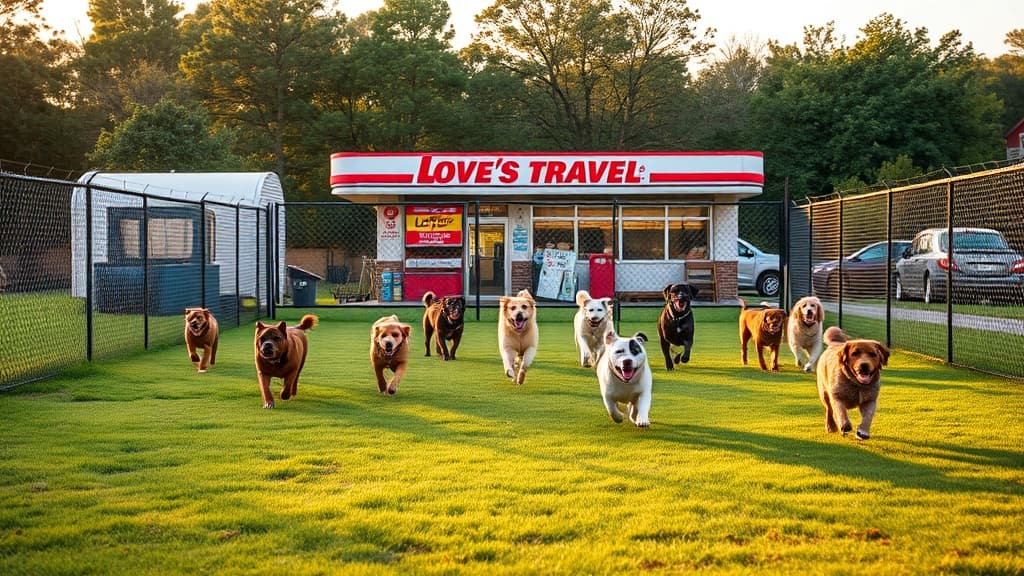 Love's Travel Stop dog park in Lake, MS