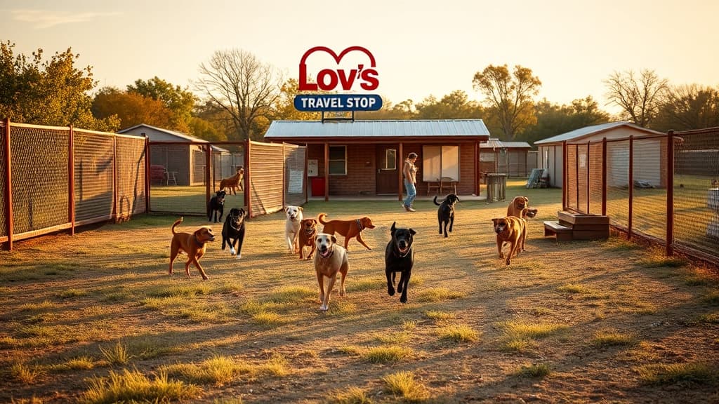 Love's Travel Stop dog park in Hinton, OK