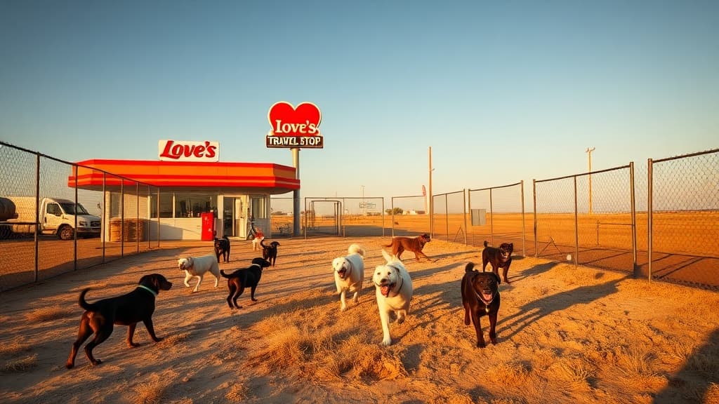 Love's Travel Stop dog park in Anthony, TX