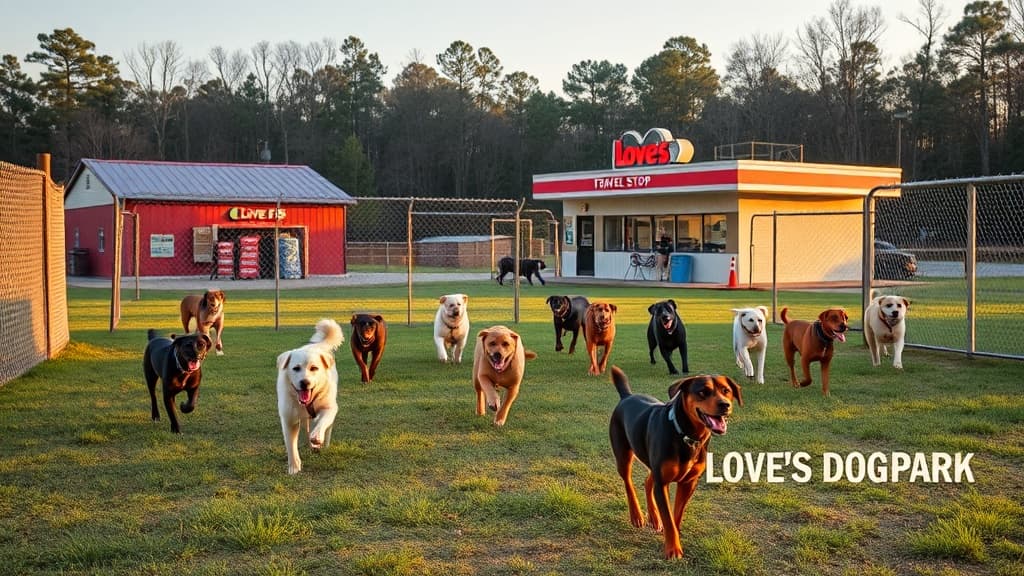 Love's Travel Stop dog park in Madison, GA