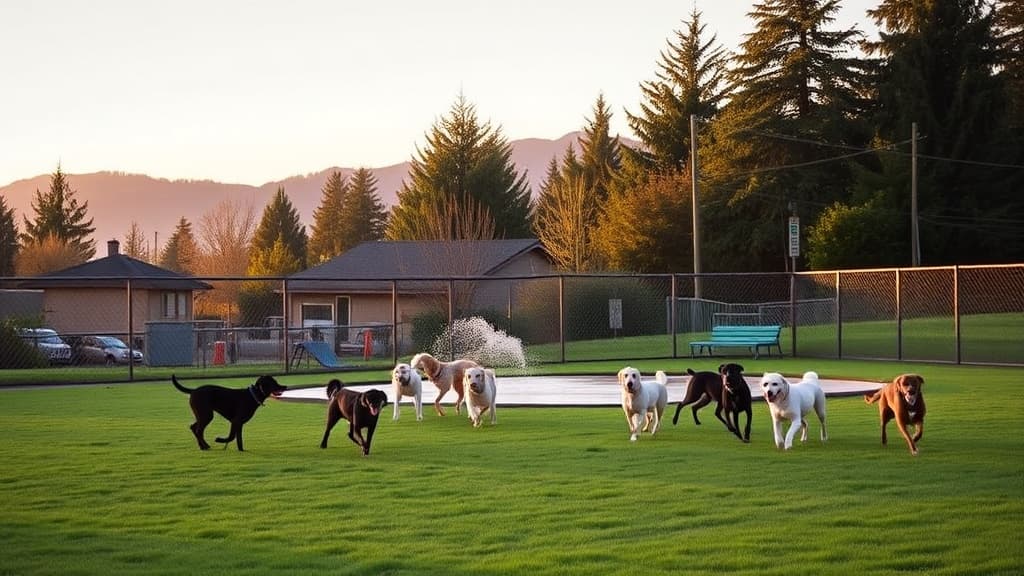 Dog Park at Clover Valley Park dog park in Oak Harbor village, WA