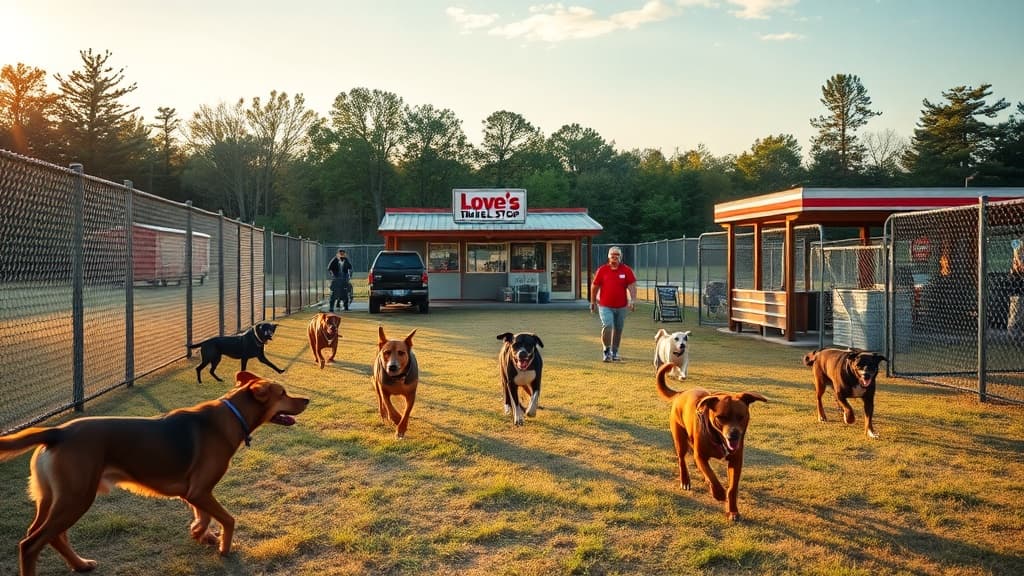 Love's Travel Stop dog park in Marion, NC