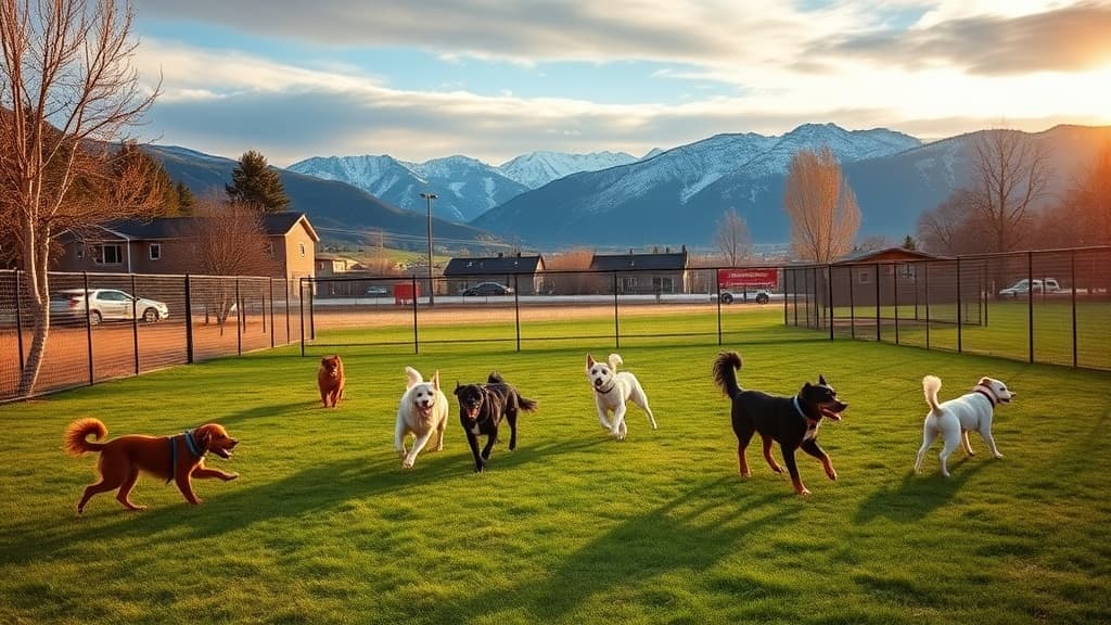River Trail Dog Park at O'Leary Park dog park in Glenwood Springs suburb, CO