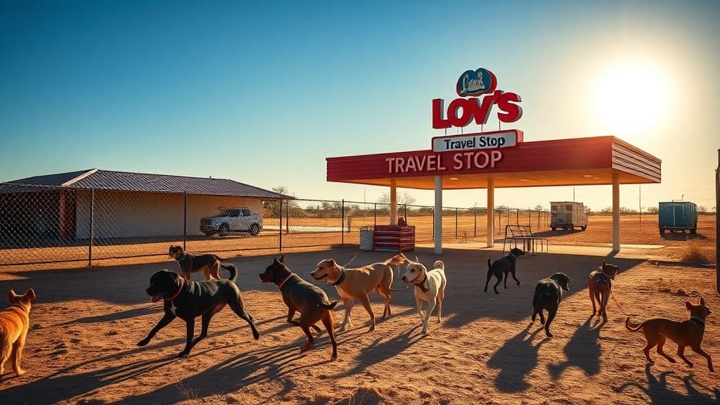 Love's Travel Stop dog park in Dalhart, TX
