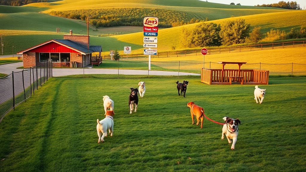 Love's Travel Stop dog park in Poynette, WI