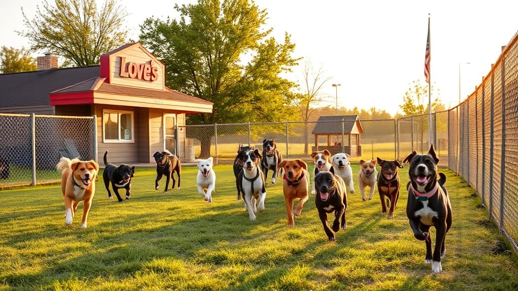 Love's Travel Stop dog park in Whitestown, IN