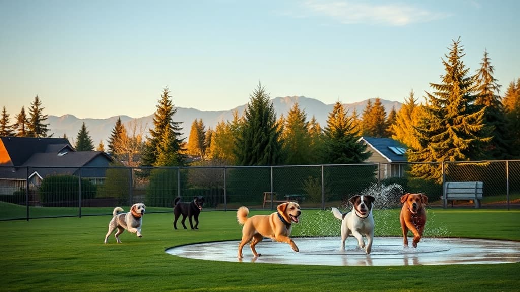 Dog Park at Plymouth Pillars Park dog park in Seattle village, WA