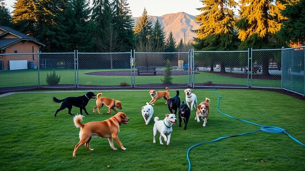 Dog Park at Tambark Creek Park dog park in Bothell village, WA