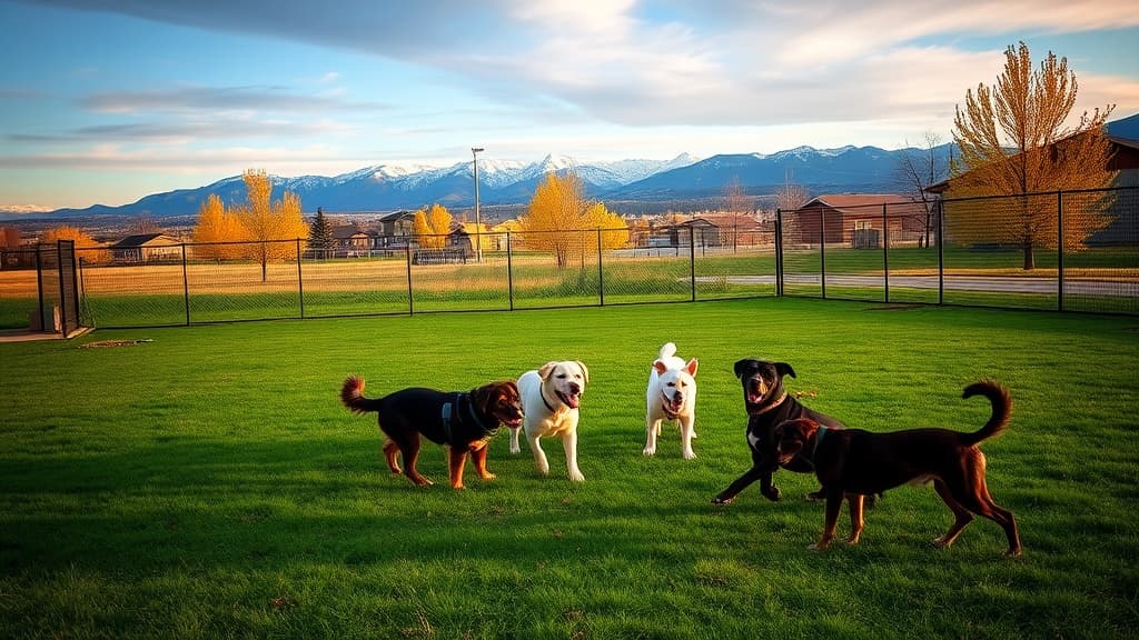 Blue Skies Neighborhood Park dog park in Longmont suburb, CO