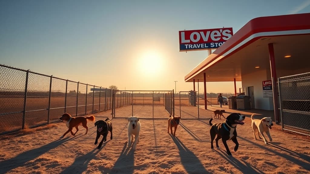 Love's Travel Stop dog park in Three Rivers, TX