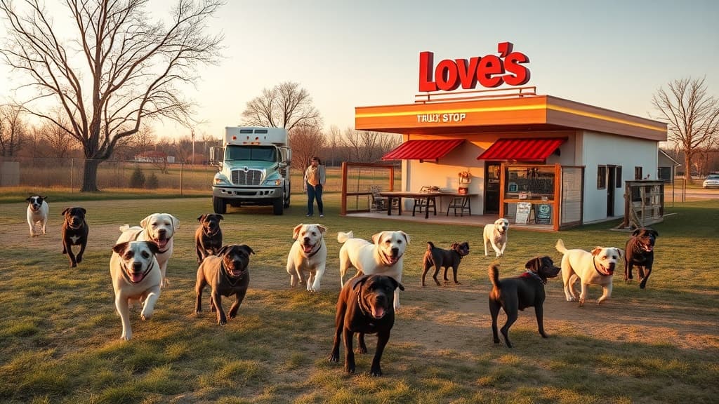 Love's Truck Stop dog park in Ellsworth, IA