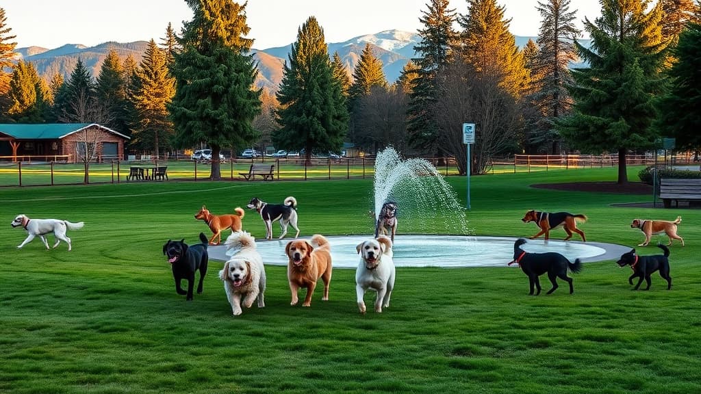 Irene Rinehart Riverfront Park dog park in Ellensburg village, WA