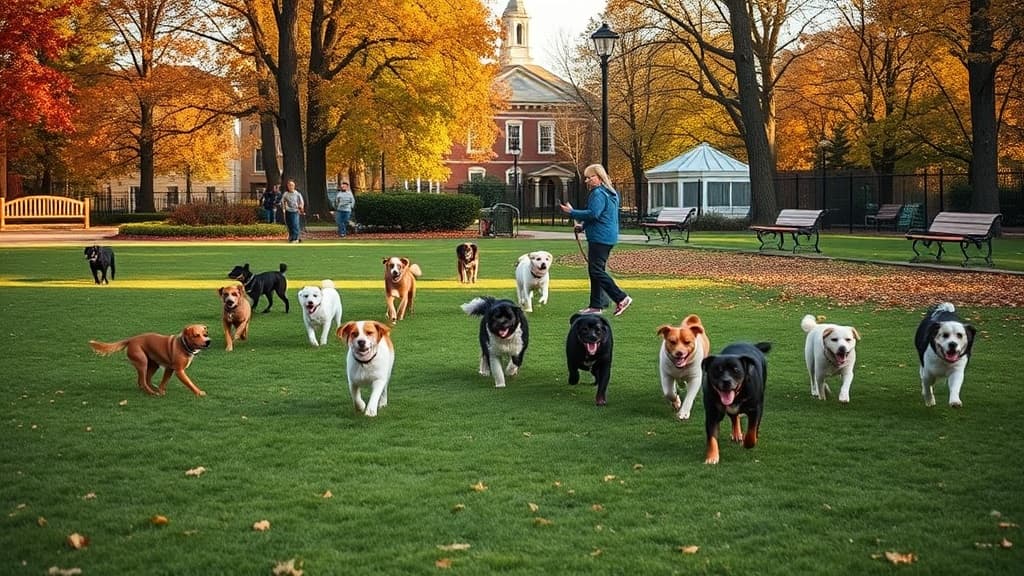 Corcoran Field at Raymond Park dog park in Cambridge, MA