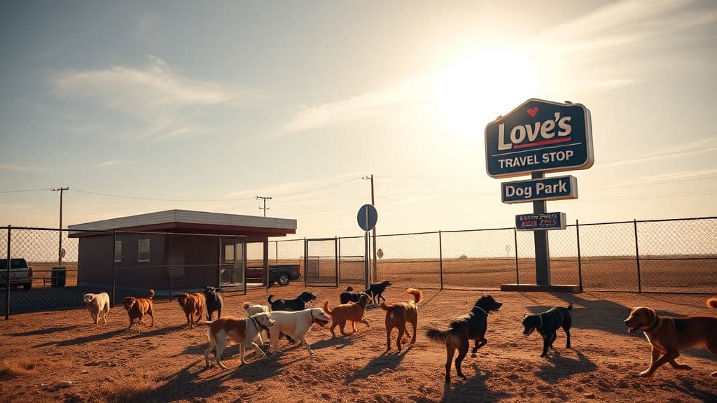 Love's Travel Stop dog park in Rhome, TX