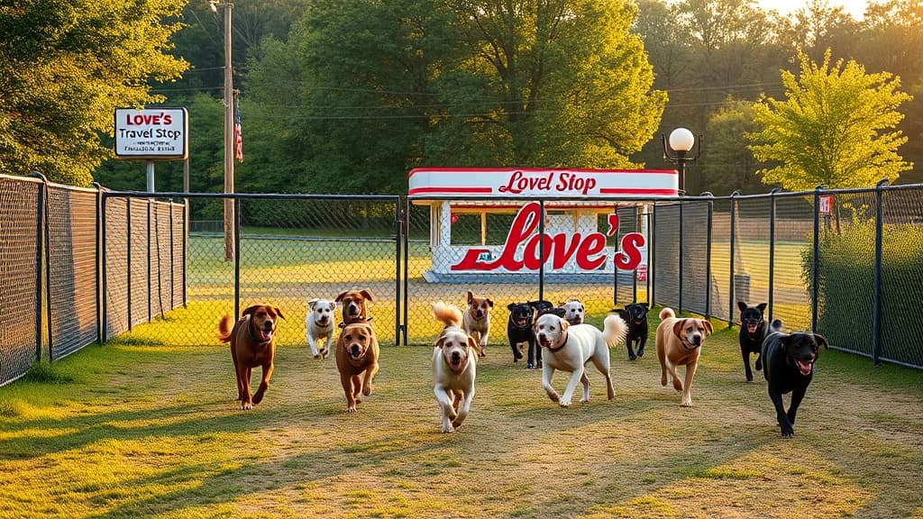 Love's Travel Stop dog park in Mooresville, IN