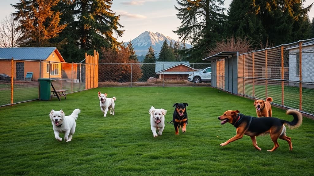 Coby's Cafe dog park in Seattle village, WA