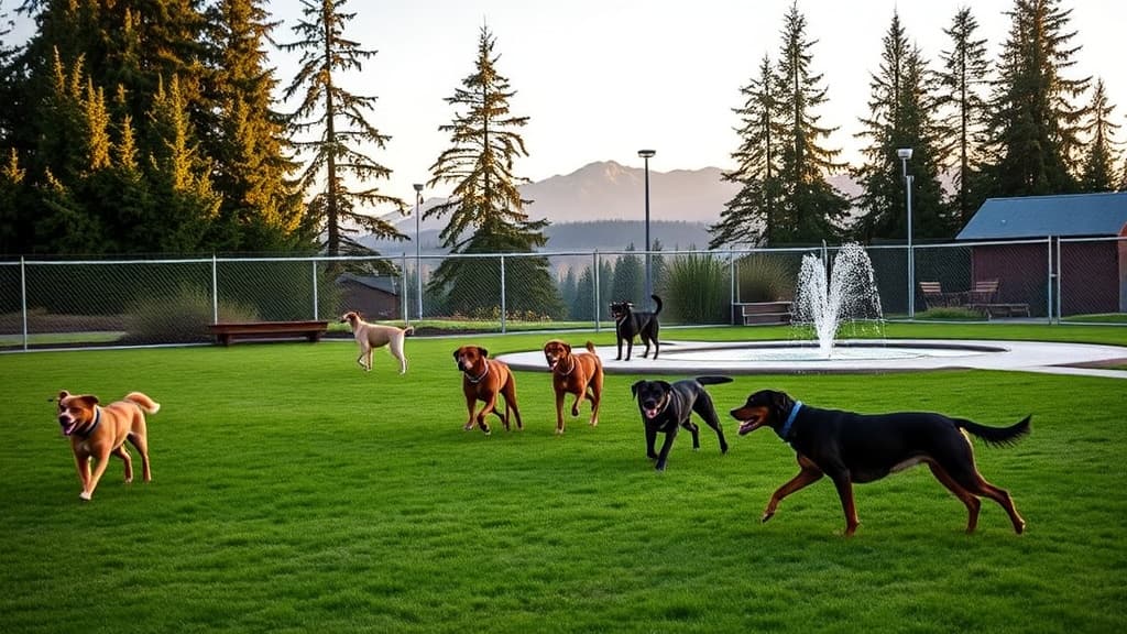 Loganberry Lane Park dog park in Everett village, WA
