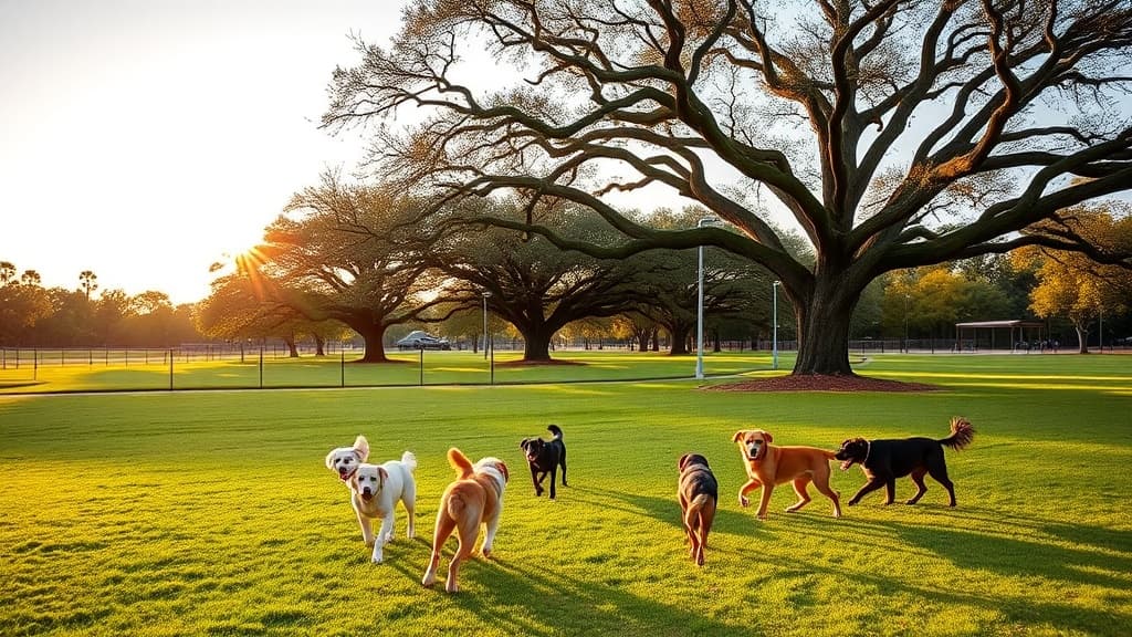 Kirby Ice House Woodlands dog park in The Woodlands, TX