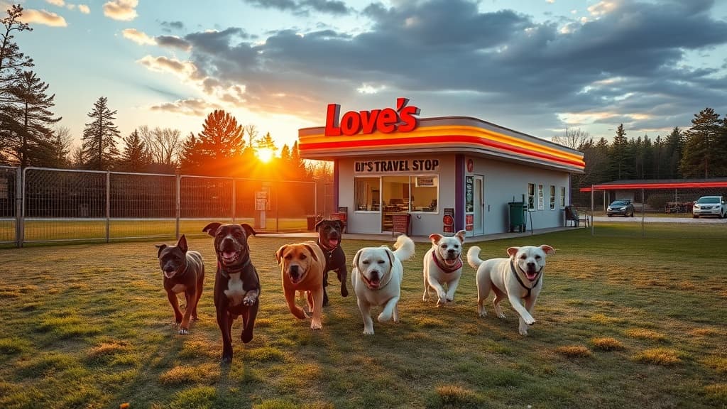 Love's Travel Stop dog park in Rockville, MN