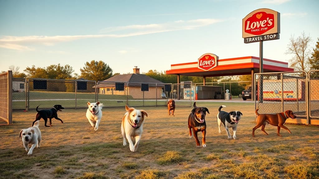 Love's Travel Stop dog park in Haubstadt, IN