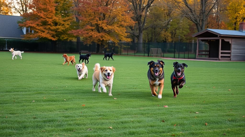 Reservoir Beach dog park in Arlington, MA